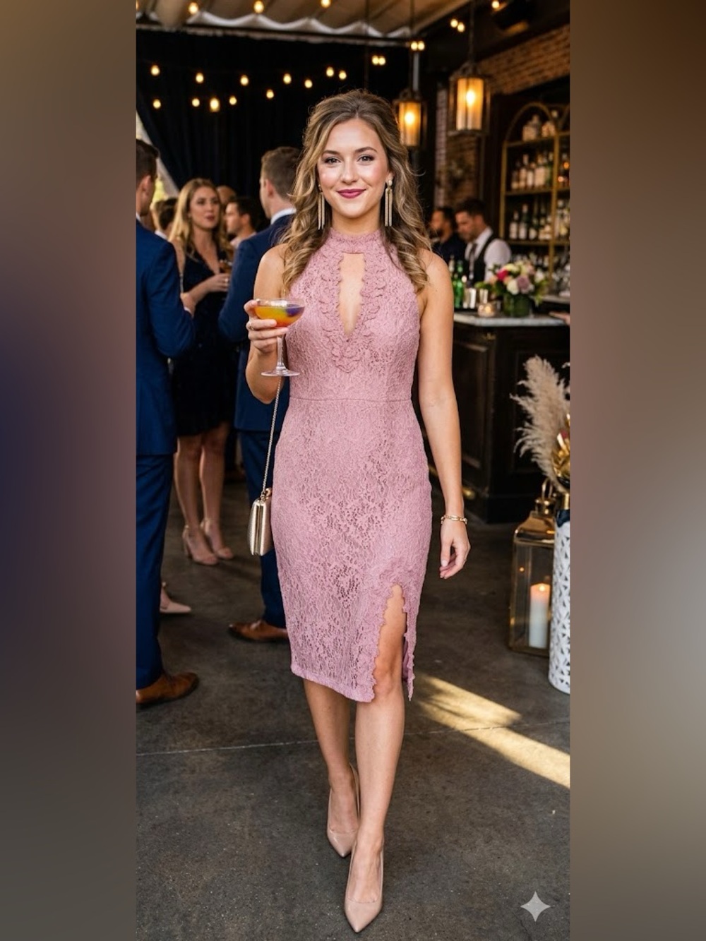 Windsor Mauve Lace Dress Size Small Lace Classy Chic Formal